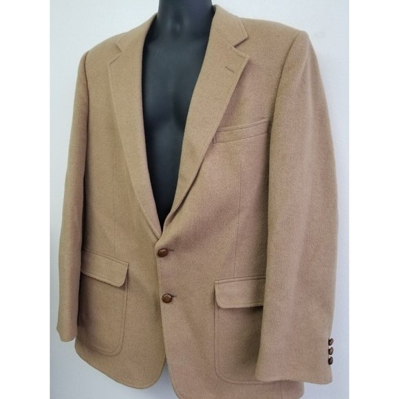 Stafford Executive Tan Brown Camel Hair Sports Coat Jacket Blazer 44L - Picture 3 of 10